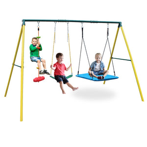 Indoor Outdoor Metal Swing Set With Safety Belt For