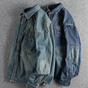 Washed Vintage Denim Shirt For Men