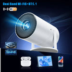 Salange P300 Mini Portable Projector - 4K 8K Video Decoding, 720P HD, Android 11, Wi-Fi, BT 5.1